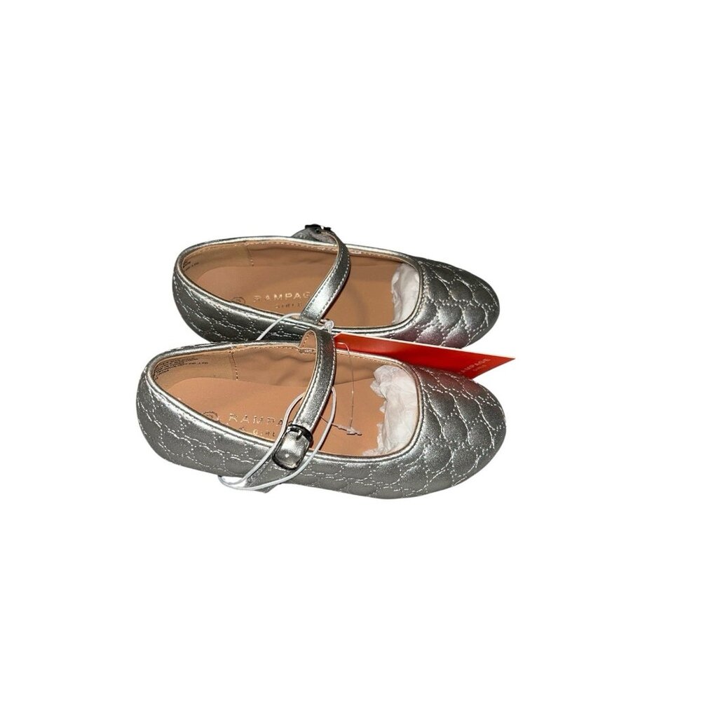 Rampage Girls Sliver Casual Dress Holiday School Ballet Flats Shoes Size 10